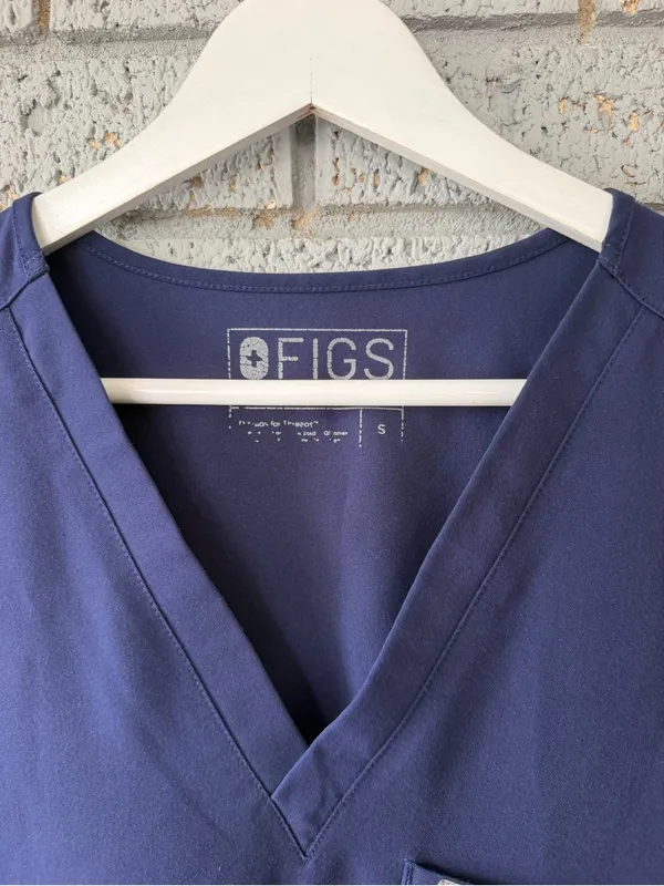 Figs Catarina One Pocket Scrub Top Navy Blue Size Small - Image 4