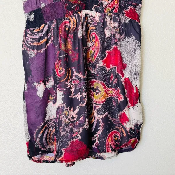 Free People Falling for Georgette Paisley Purple Sleeveless Mini Dress Size Med - Image 6