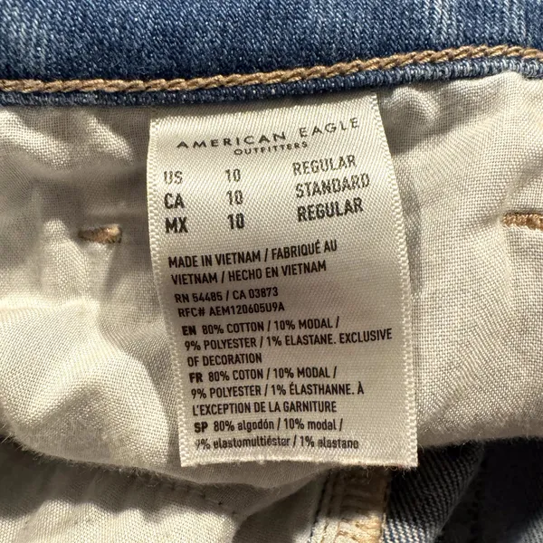American Eagle Jeans Mom Straight Distressed High Rise Blue Size 10 Y2K 90s - Image 4