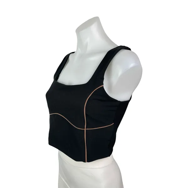YPB Women's Black Sleeveless Cami Yoga Workout Running Athletic Crop Top Size L - Image 2