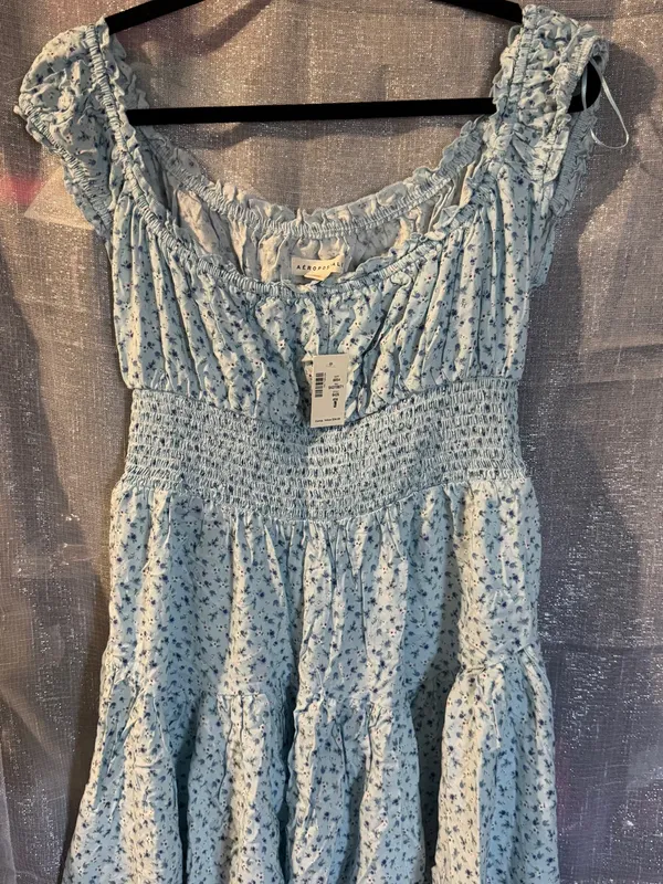 Aeropostale Light Blue Floral Smocked Mini Dress - Image 6