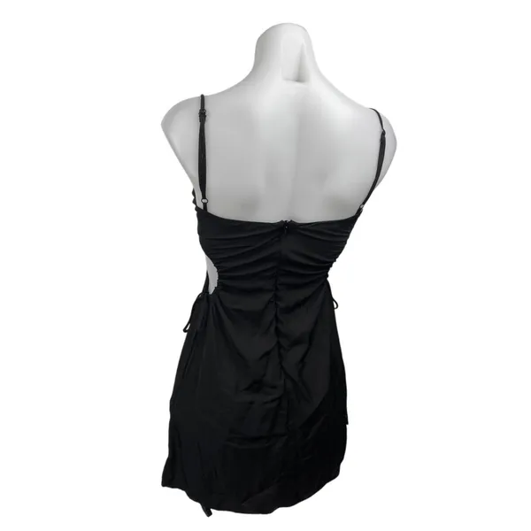 Princess Polly Black Lace Trim Ruched Cutout Sleeveless Cami Mini Tank Dress 2 - Image 3