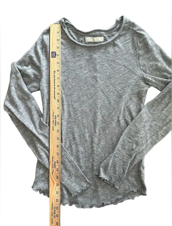 We The Free Free People Be My Baby Long Sleeve Knit Top Size Large Gray Neutral Minimalist - Image 7