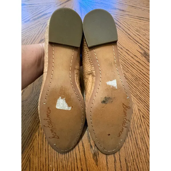 Sam Edelman Aster Loafers Womens 7.5M Tan Snakeskin Gold Cap Toe Flats - Image 6