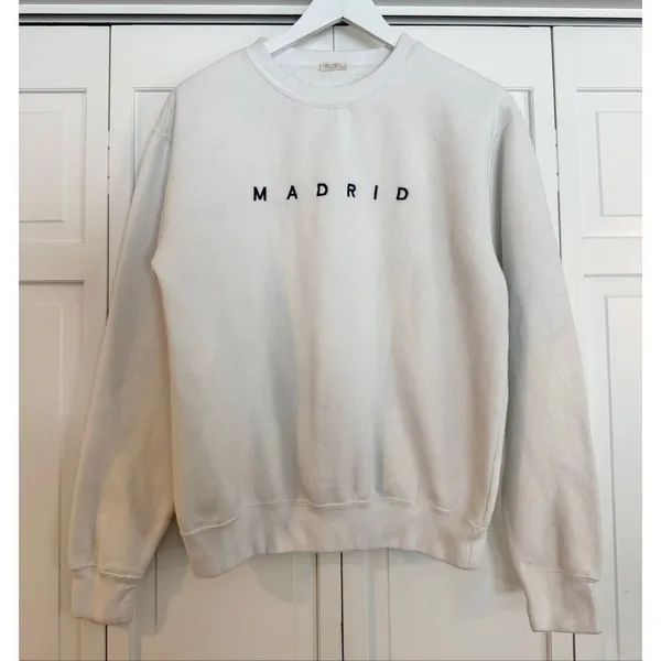 Brandy Melville John Galt one size white MADRID crewneck sweatshirt - Image 2