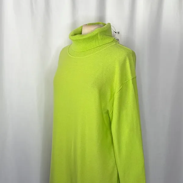 NWT!! FREE PEOPLE Treasure Turtleneck Cashmere Sweater Lime Punch Knit Large - Image 7