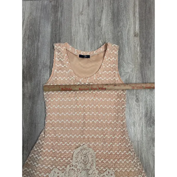 Ryu Anthropologie Peach Sequin Chevron Lace Tulle‎ Mini Dress Womens Large - Image 6