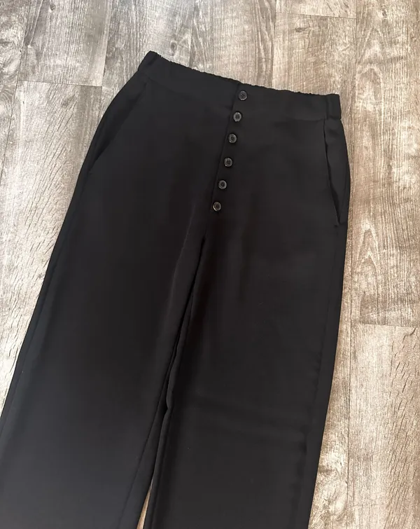 ZARA Buttoned Wool Wide Leg Pants Size S - Image 4