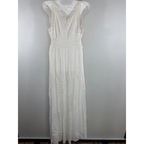 Chelsea & Violet‎ White Lace Crochet V-Neck Maxi Dress Women Small Boho Summer - Image 7