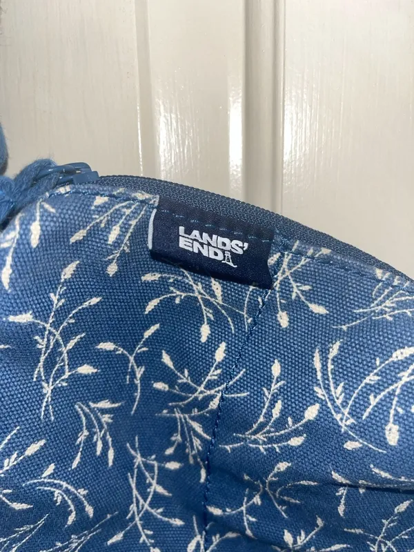 Lands' End Blue Canvas Floral Print Shoulder Crossbody Bag - Image 2