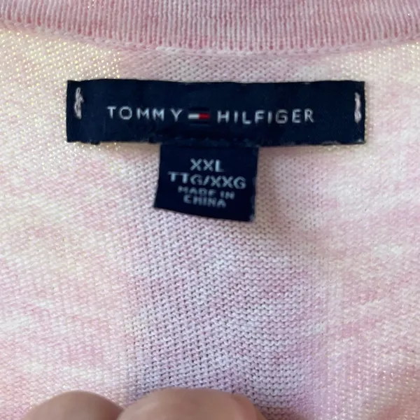 Tommy Hilfiger Pink & Tan Argyle Sweater 100% Cotton Size XXL - Image 4