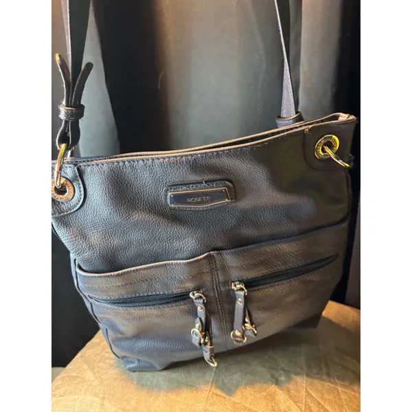 Rosetti Navy Blue Pebble Faux Leather Crossbody Bag Organizer Purse Silver Tone - Image 7