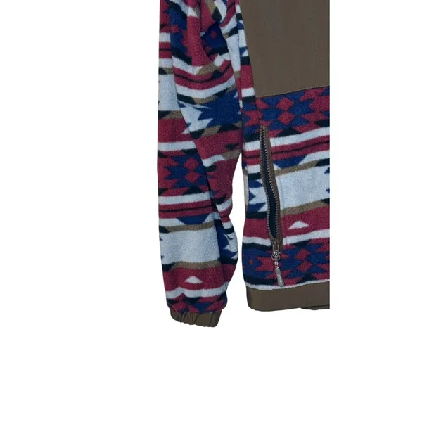 Hooey Women's Sweater Aztec Print Full Zip Ride-Tight Elastic Cuffs Brown‎ Large - Image 3