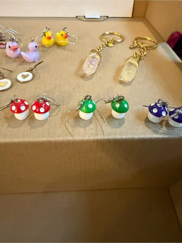 Playful Dangle Earrings for Kids Red - Image 2