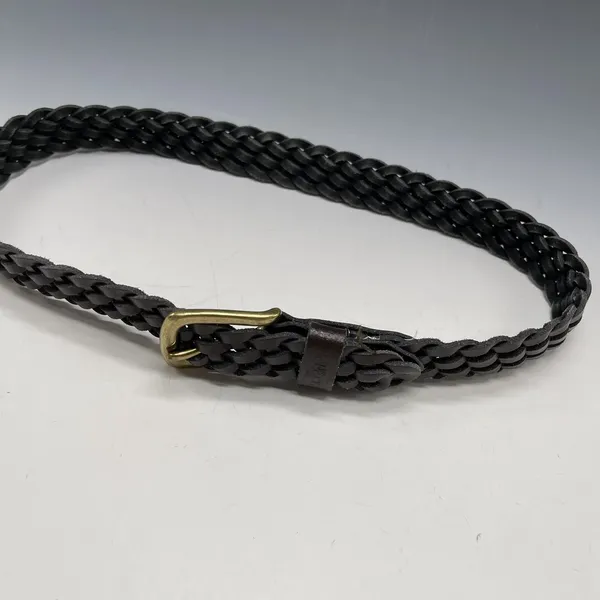 Vintage Levi's Brown Leather Woven Belt w/Brass Size‎ S Small - Image 9