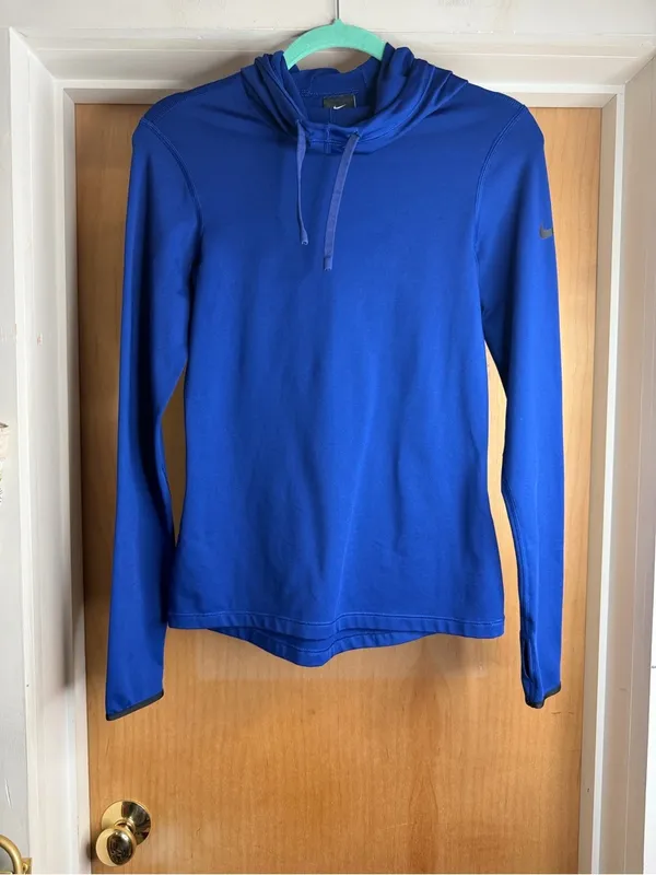 Nike Pro Dri-FIT Blue Lightweight Hiking Hooded Top. Size: Small - Image 2