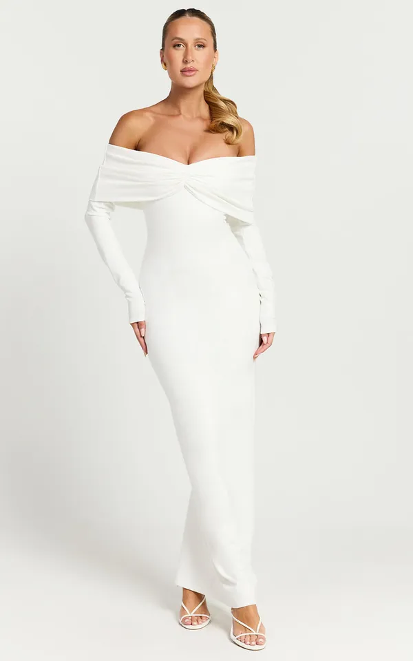 New Showpo Rani Maxi Dress Off Shoulder Bodycon Dress Size Small MSRP $139 - Image 3