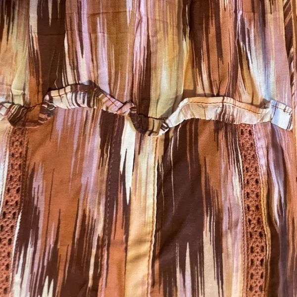 VICI Mini Dress Boho Burnt Orange Ikat Design‎ Flowy Short Sleeve - Image 4