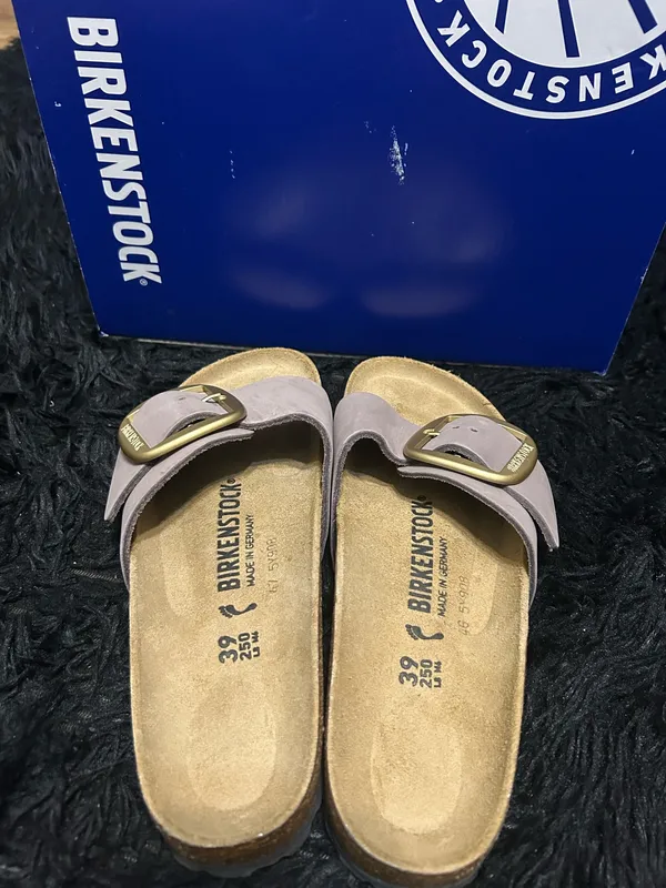 BIRKENSTOCK Madrid purple leather gold buckle sandals slippers shoes women’s eur 39 new - Image 3