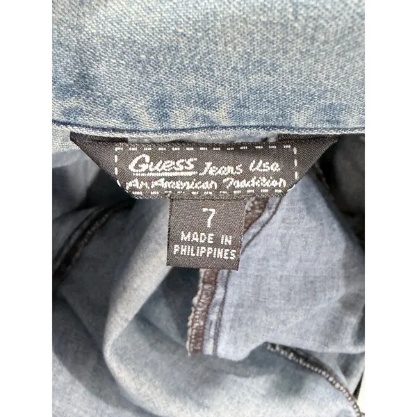 Vintage Guess Jeans USA Y2K Denim‎ Mini Dress Distressed Shacket 7 AS IS - Image 5