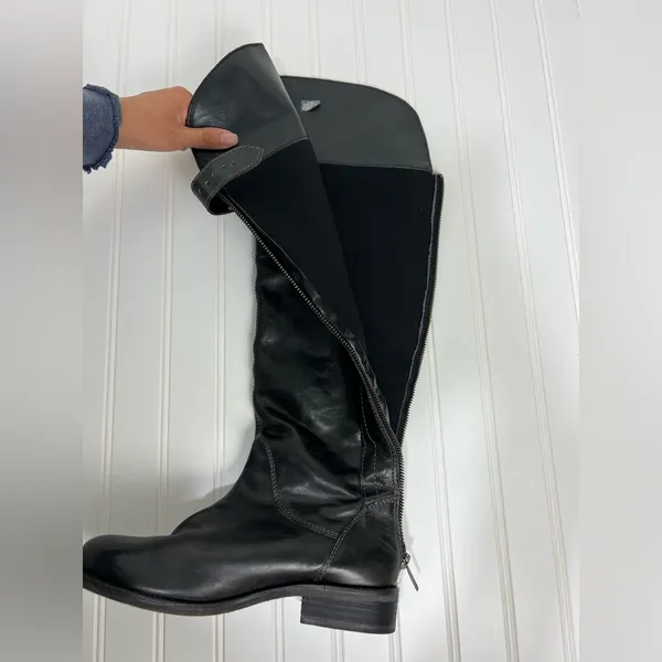 Hinge Over the Knee Leather tall boots In Black Size 7.5 Equestrian Bohemian - Image 8