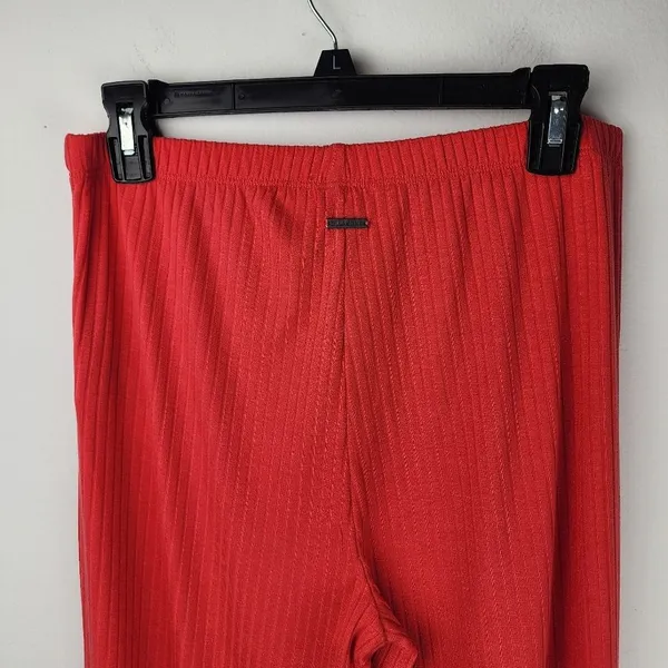 Billabong Easy Waves Pants Ribbed Wide Leg Cropped Red Coral Size L - Image 9