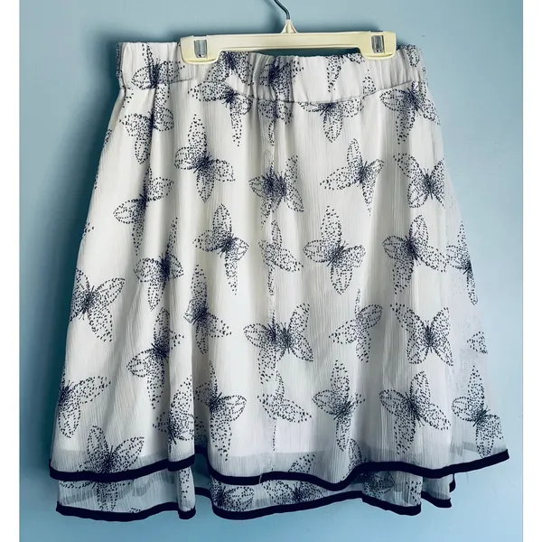 Maurices Skirt Butterfly White Black XL - Image 5