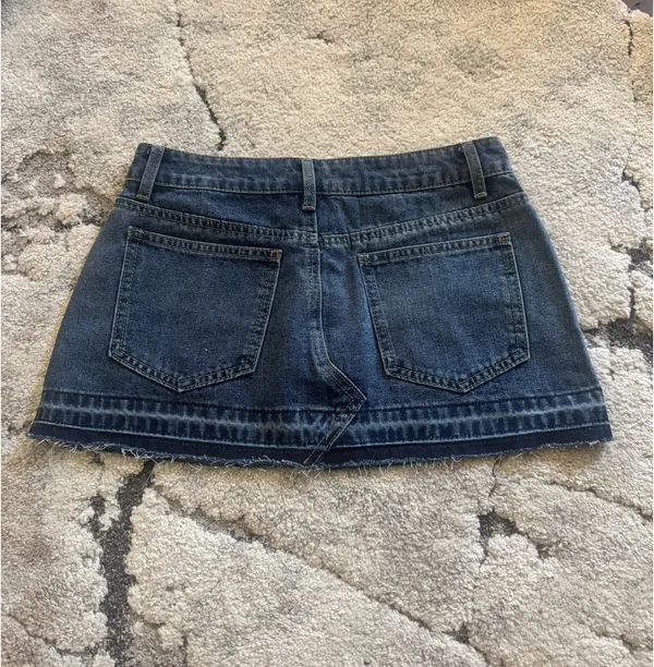 Denim Mini Skirt in Dark Blue - Image 3