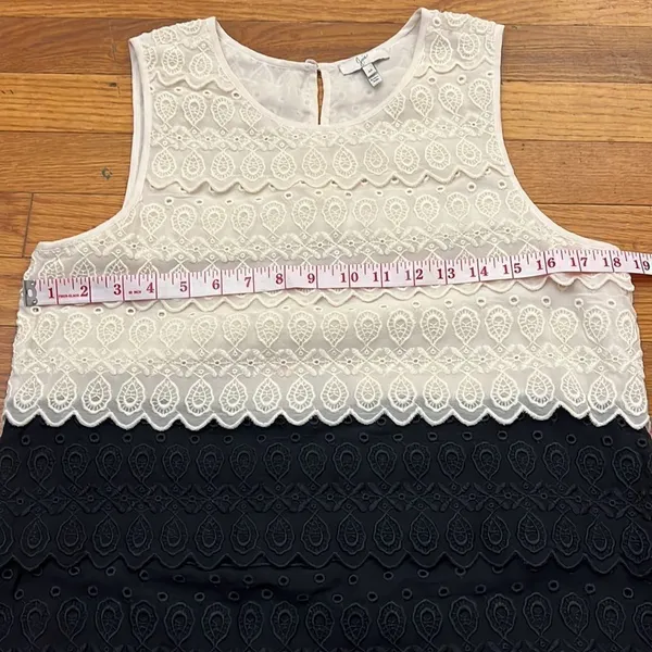 ‎joie white & black tiered eyelet dress M - Image 9