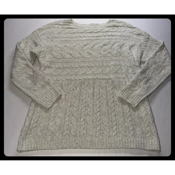 J.Jill Cable Knit Sweater Women Small Ivory Long Sleeve Pullover Cozy - Image 2