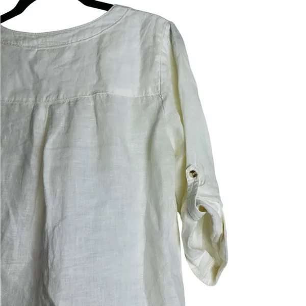Maeve Anthropologie Linen Too Lace Up Cream Coastal Minimalist Preppy Nautical - Image 7