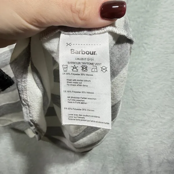 Barbour Gray White Tank Lightweight Women's US size 8 - Image 5