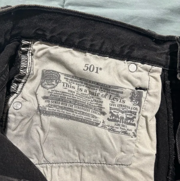 Black Distressed Levi’s 501 Shorts - Image 3