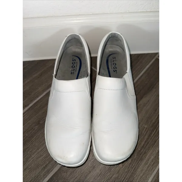 Klogs Womens Naples White Leather 9.5 Clog Nursing Shoes Closed Back Slip On - Image 2