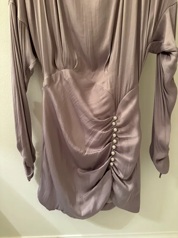 Elliatt Aristrocat Mini Asymmetrical Satin Dress Ash Lavender xs - Image 9