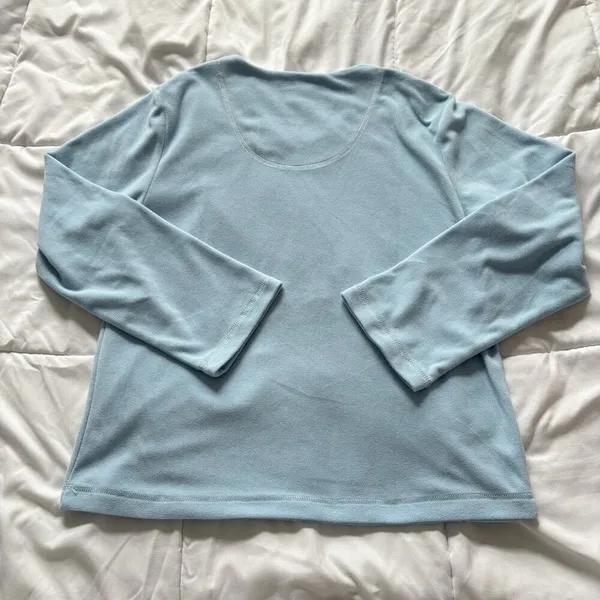 Womens Size Medium Pajama Top PJ Sweater‎ Long Sleeve Blue Winter Ducks VTG 90s - Image 6