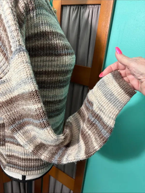a.n.a Striped Crewneck Sweater in Brown, Cream, and Light Blue - Image 6