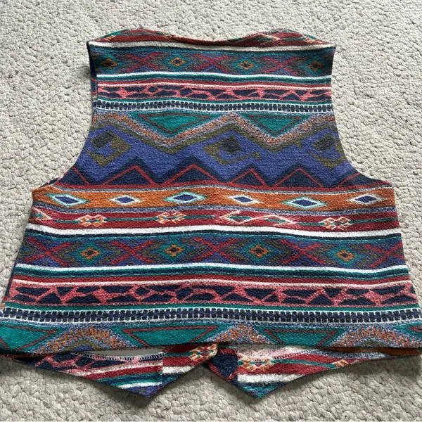 Vintage Bonkers In California Vest Navajo Western Native American Women Size M - Image 5