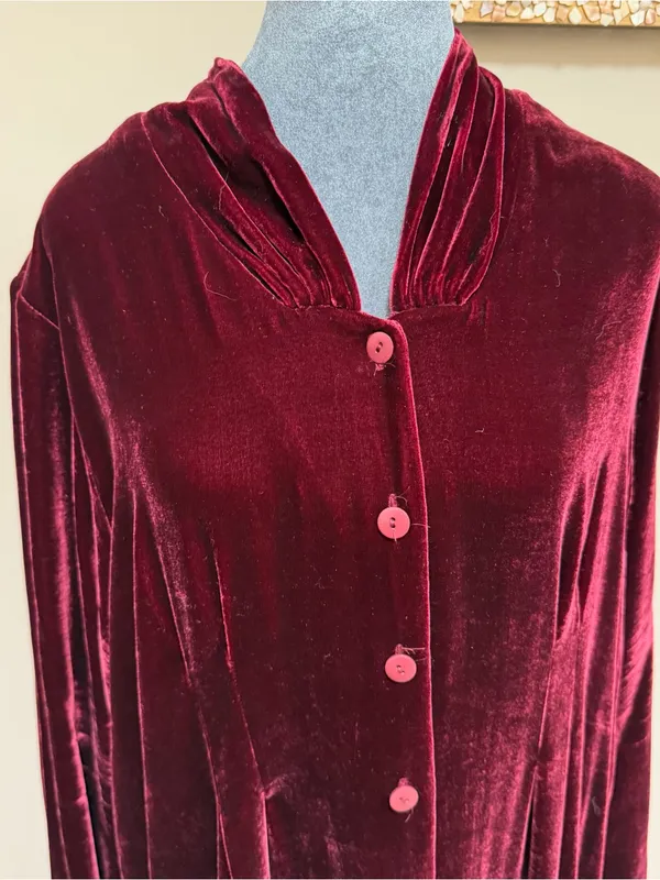 Vintage April too! Cornell velvet silk blend long sleeve maxi dress Burgundy OS - Image 2