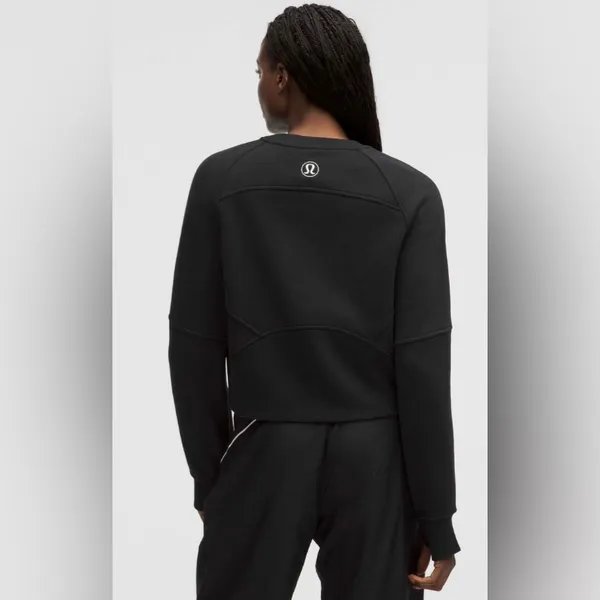 Lululemon NWT Scuba Oversized Pullover Wordmark Black Light Ivory Size M L - Image 6