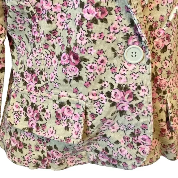 No Boundaries Vintage Y2K Floral Blazer Jacket Pink Tan Rose - Image 4