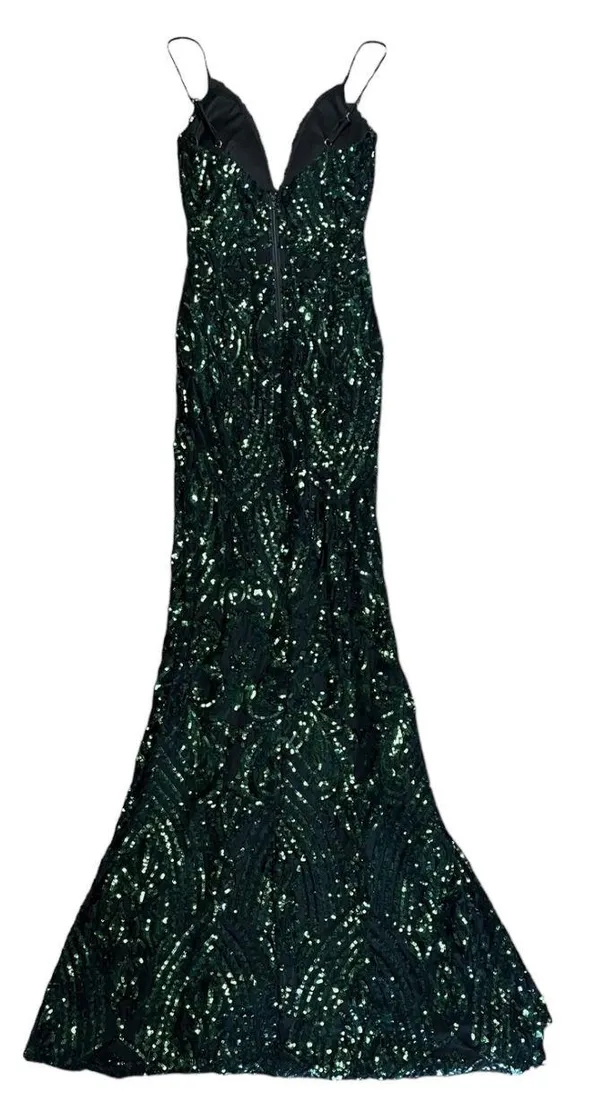 Viviana Formal Sequin Mermaid Dress black and green size small - Image 6