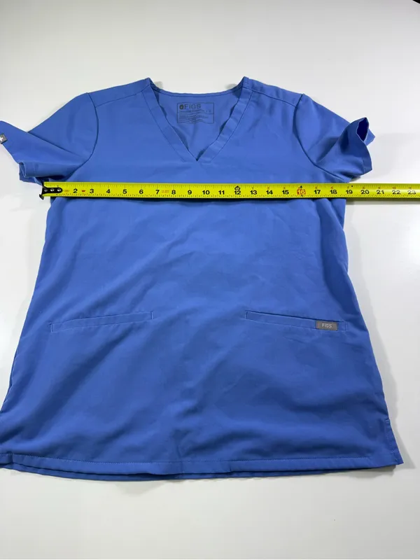 FIGS Classic V-Neck Medical Scrub Top - Blue - Image 3