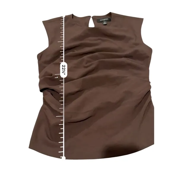 Banana Republic Top Womens 4 Brown Ruched Draped Sleeveless Keyhole Blouse NEW - Image 9