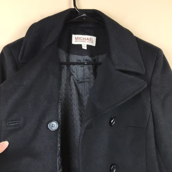 MICHAEL Michael Kors Women’s Black Wool Double-Breasted Pea Coat - Image 9