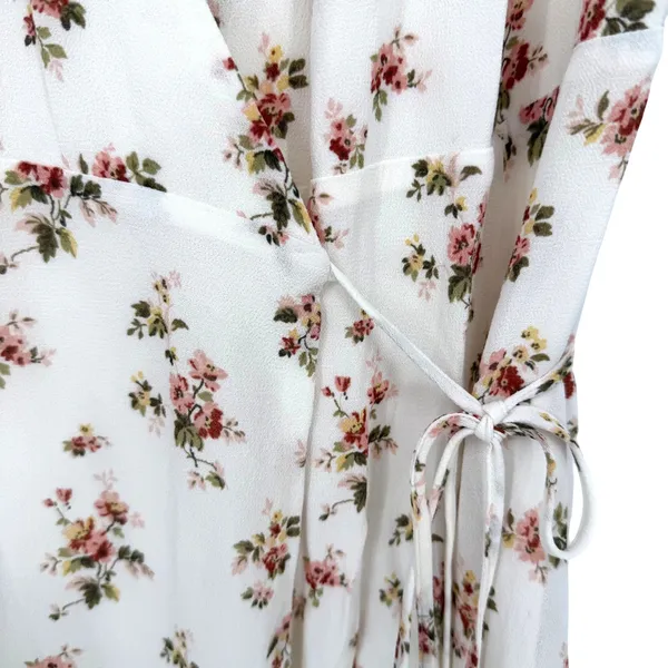 Reformation Devon Floral Wrap Mini Dress Women XS Cream Cottagecore Coquette - Image 7