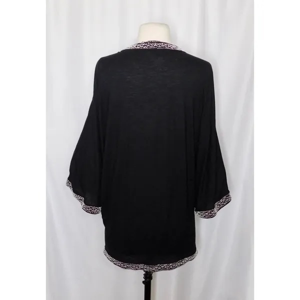 Anthropologie LEIFNOTES Twirled Trim Beaded Kimono Cardigan Sweater Black Small - Image 9