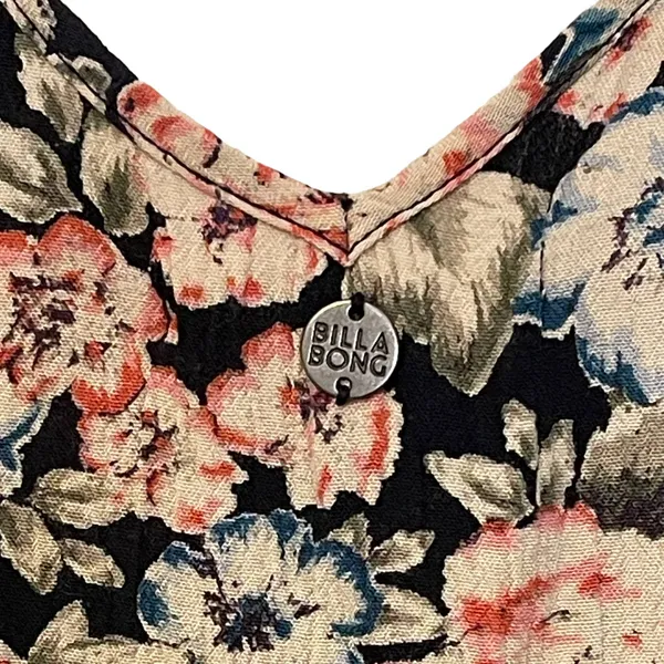 Billabong Button‎ Up Blouse Size Small Multi Color Floral Rayon Womens LS - Image 8