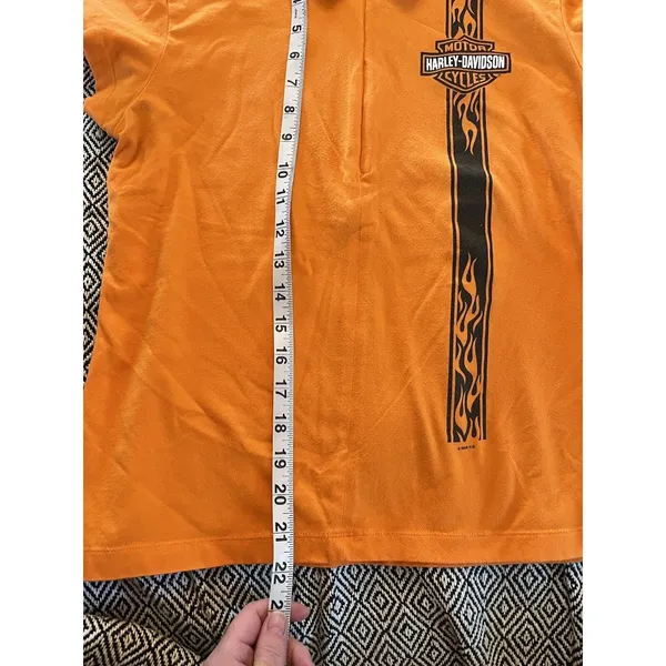 Harley Davidson Women’s Front Garage Shirt 1/4 Zip Orange Shirt Biker Size Large - Image 3