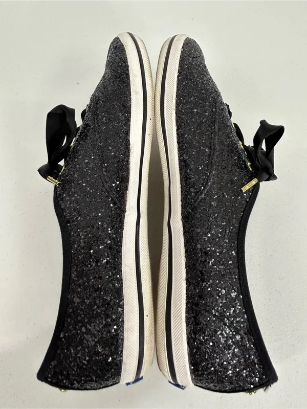 Kate Spade x Keds Black Glitter Sneakers Size 10 - Image 4